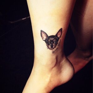 Chihuahua tattoo idea for ankle