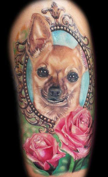 chihuahua with flower tattoo idea