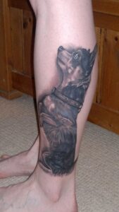 large chihuahua tattoo for leg