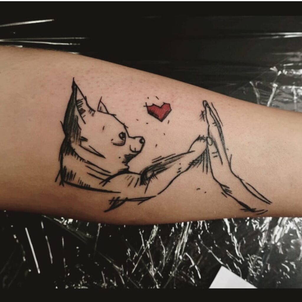 chihuahua giving a paw tattoo