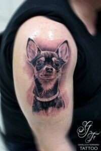 cool chihuahua tattoo for arm
