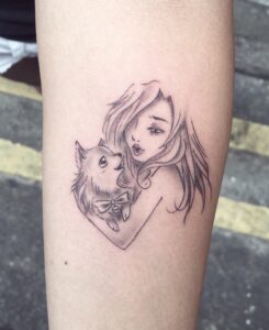 chihuahua with cute girl tattoo
