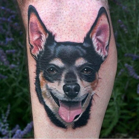 happy chihuahua face tattoo