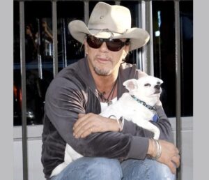 Mickey Rourke with his chihuahua dog