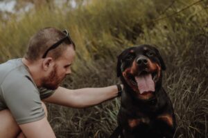 rottweiler and his owner