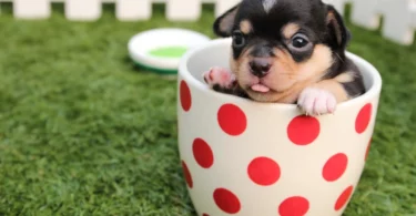 cute chihuahua puppy inside a cup